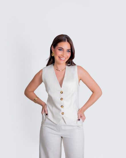 Imagen de Chaleco Ofelia Lino Beige