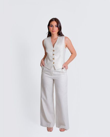 Imagen de Chaleco Ofelia Lino Beige
