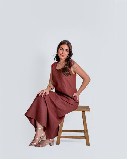 Imagen de Vestido Nicole Lino Marrón