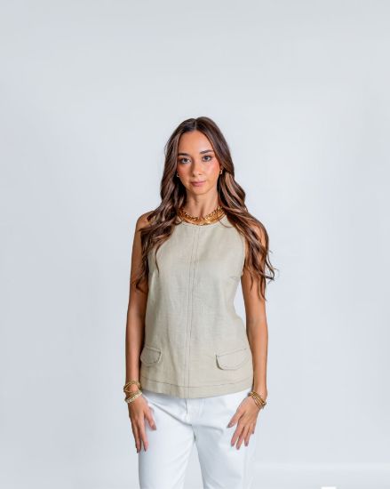 Imagen de Blusa Xime Lino Beige