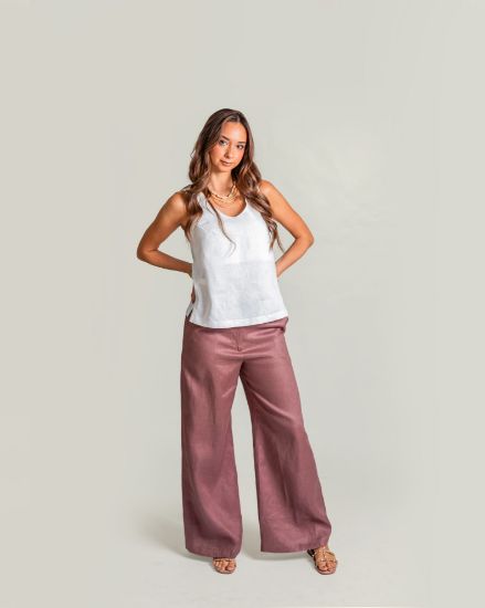 Imagen de Pantalón Ofelia Lino Marrón