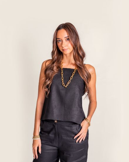 Imagen de Blusa Simona Lino Negra