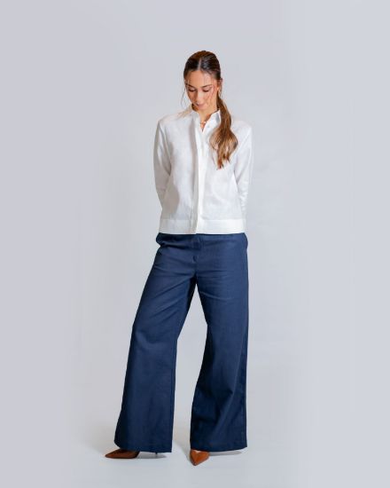 Imagen de Pantalón Ofelia Lino Azul