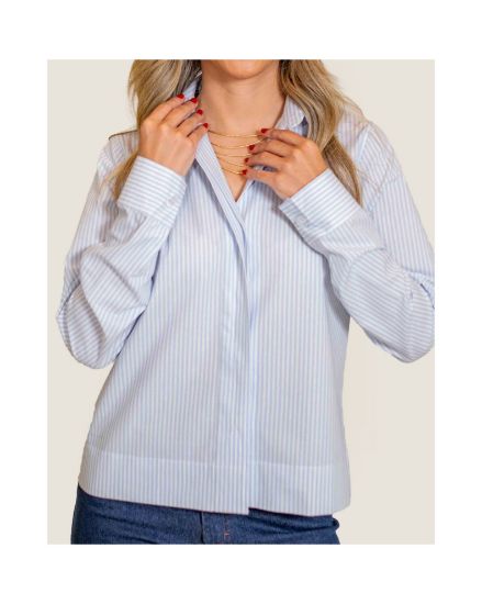 Imagen de Camisa Minimal Rayas Celestes