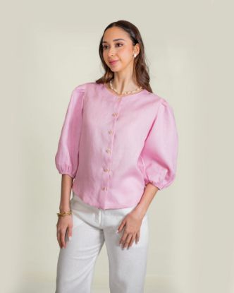 Imagen de Camisa Milena Lino Rosa Empolvado