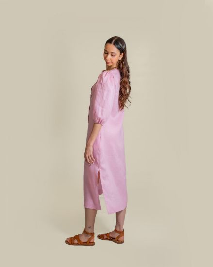 Imagen de Vestido Fabi Lino Rosa